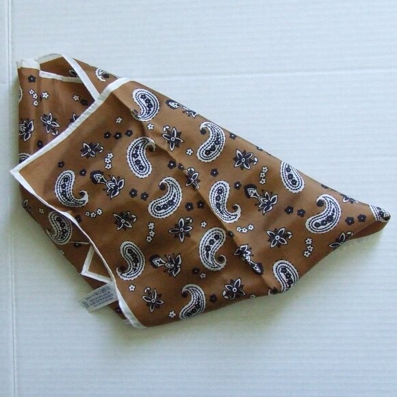Paisley scarf vintage acetate rectangle long Scarves and Allied Arts brown white - Picture 10 of 11